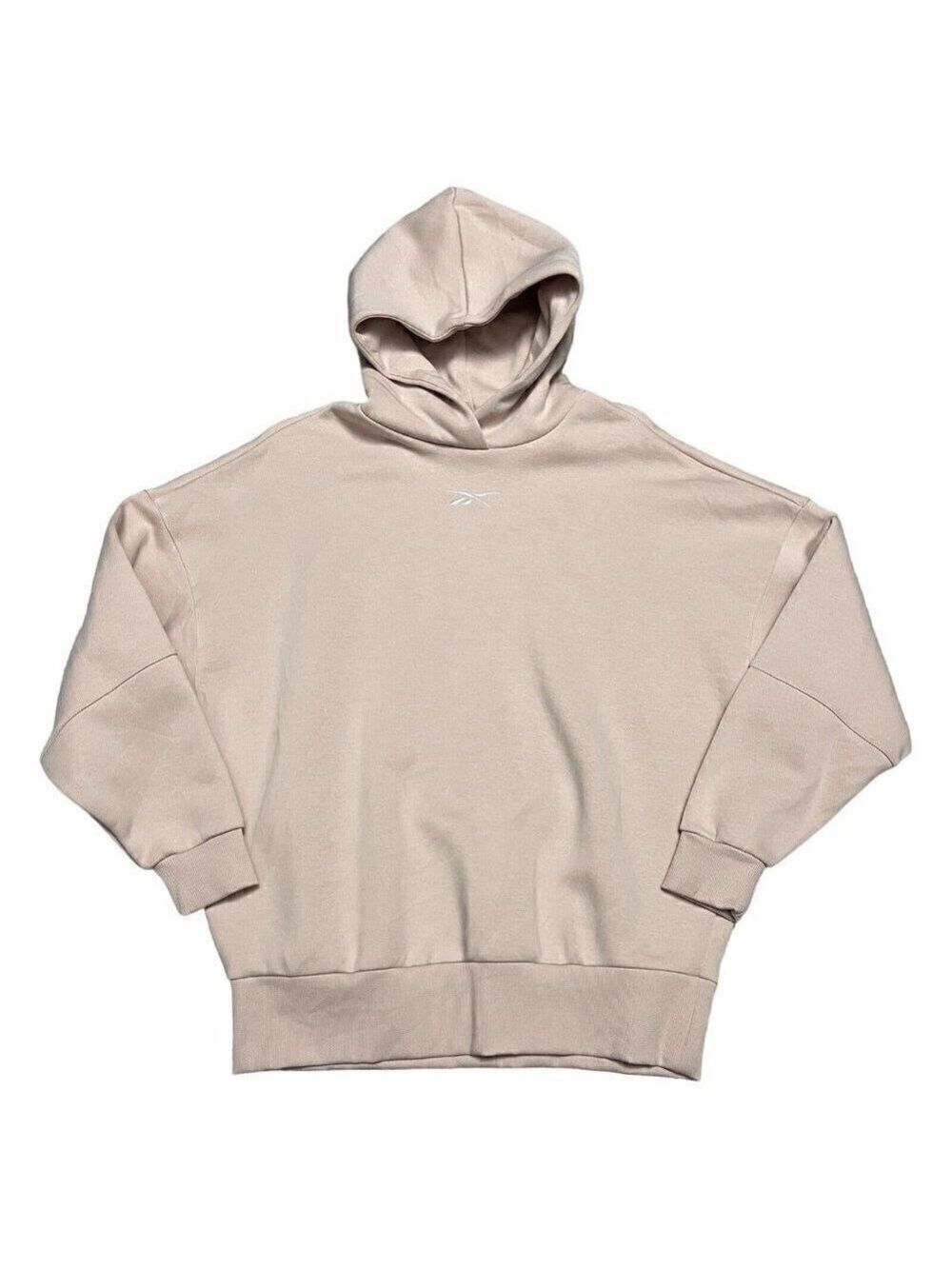 Reebok Peach Designer Oversized Relaxed Hoodie Sweatshirt - Womens Small